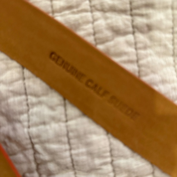 W. Kleinberg genuine calf suede Large L belt orange womens - Picture 3 of 3